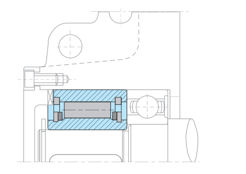 Ví dụ về cách lắp đặt bộ ly hợp hãm một chiều kiểu con lăn ASNU NFS TFS